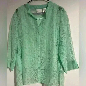 Women’s size 16 Alfred Dunner top with under shirt EUC green